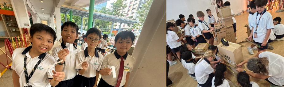 Students collaborating to design, build and test creative solutions during STEM Playground activities, applying scientific thinking through hands-on problem-solving challenges
